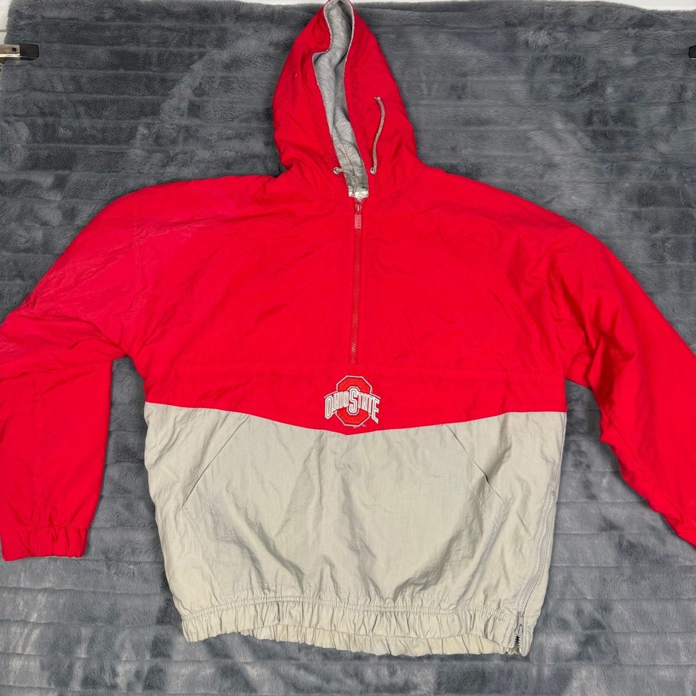 Vintage Gear For Sports Ohio State Buckeyes Windbreaker Red Grey Mens XL